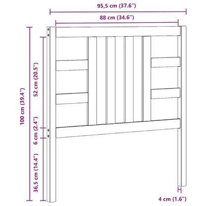 Testiera per Letto Nera 96x4x100 cm in Legno Massello di Pino