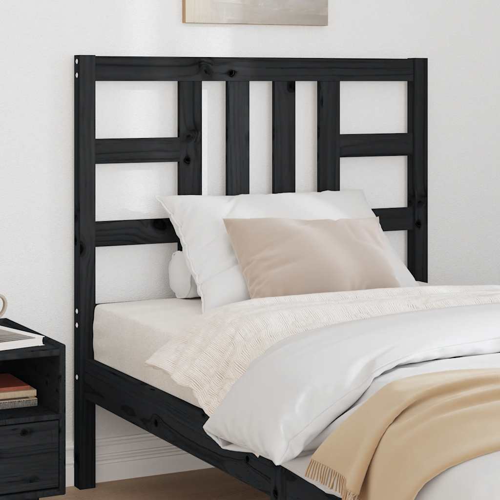 Testiera per Letto Nera 96x4x100 cm in Legno Massello di Pino | homemem39