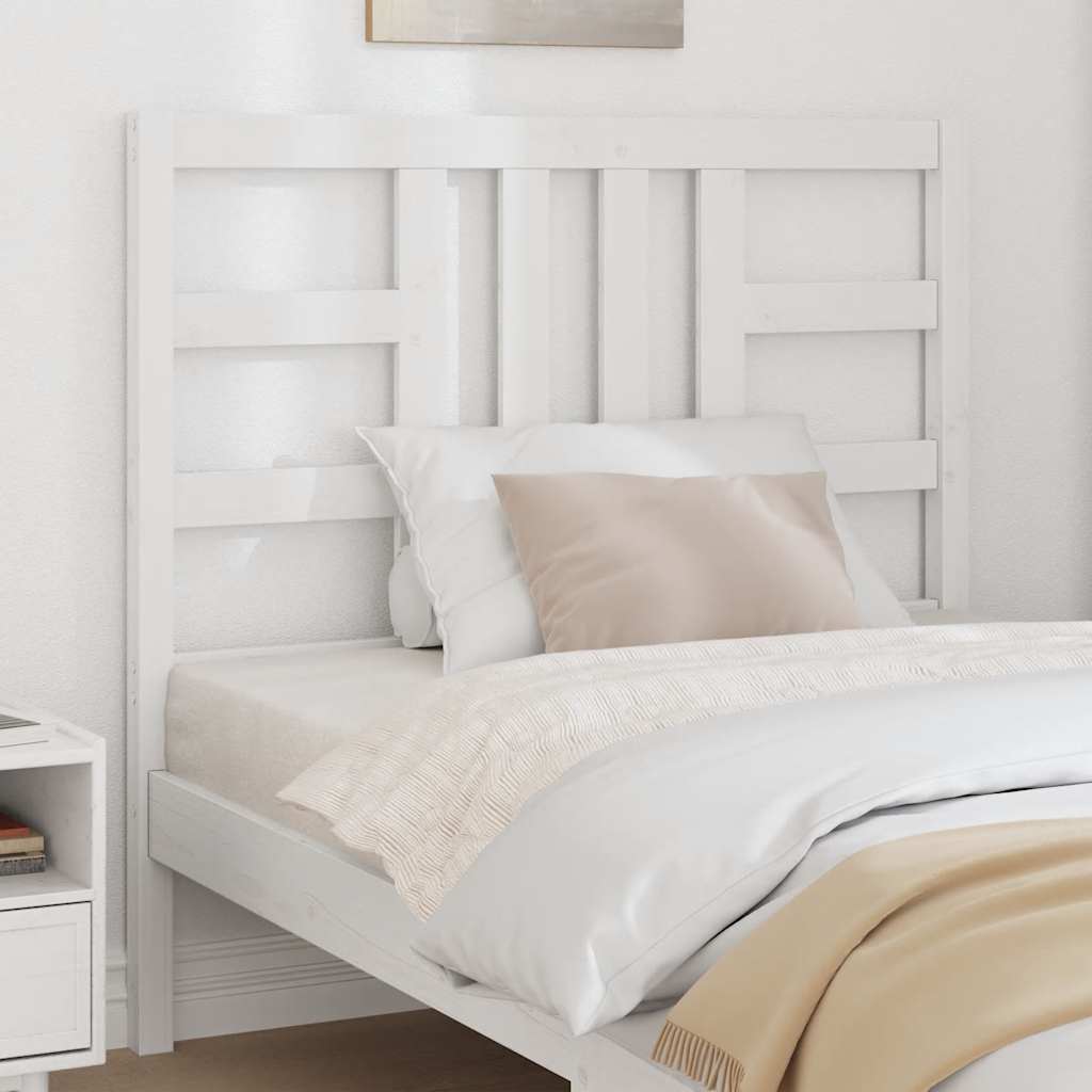 Testiera per Letto Bianca 106x4x100 cm Legno Massello di Pino