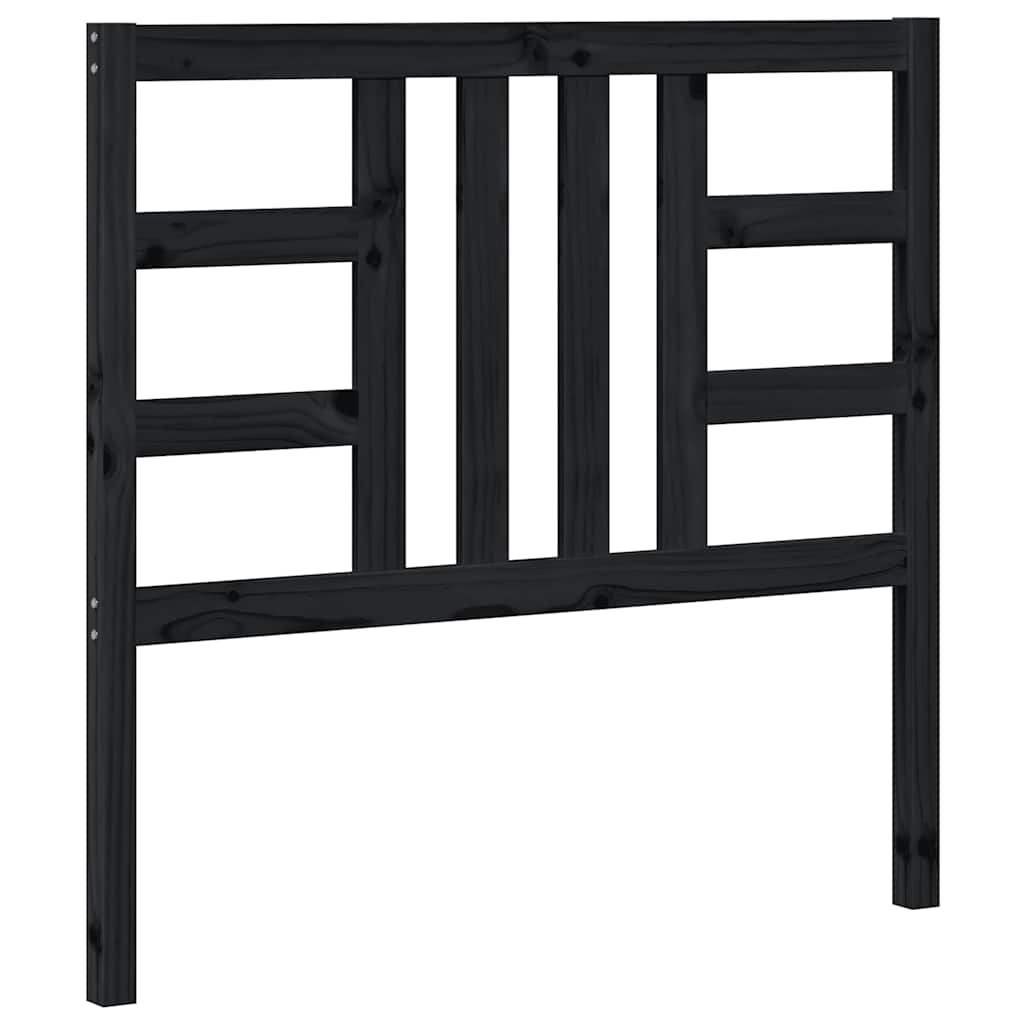 Schwarzes Bettkopfteil 106 x 4 x 100 cm aus massivem Kiefernholz