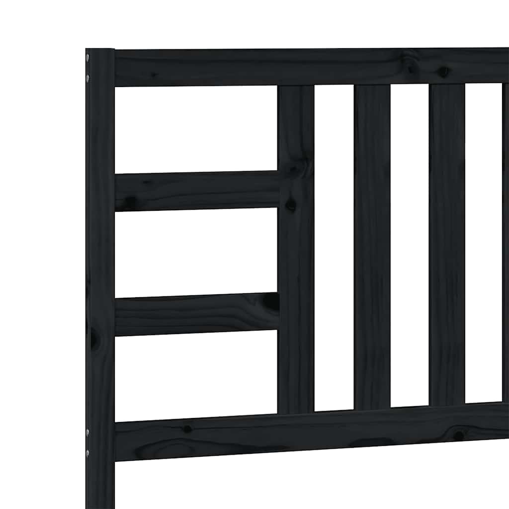 Schwarzes Bettkopfteil 106 x 4 x 100 cm aus massivem Kiefernholz