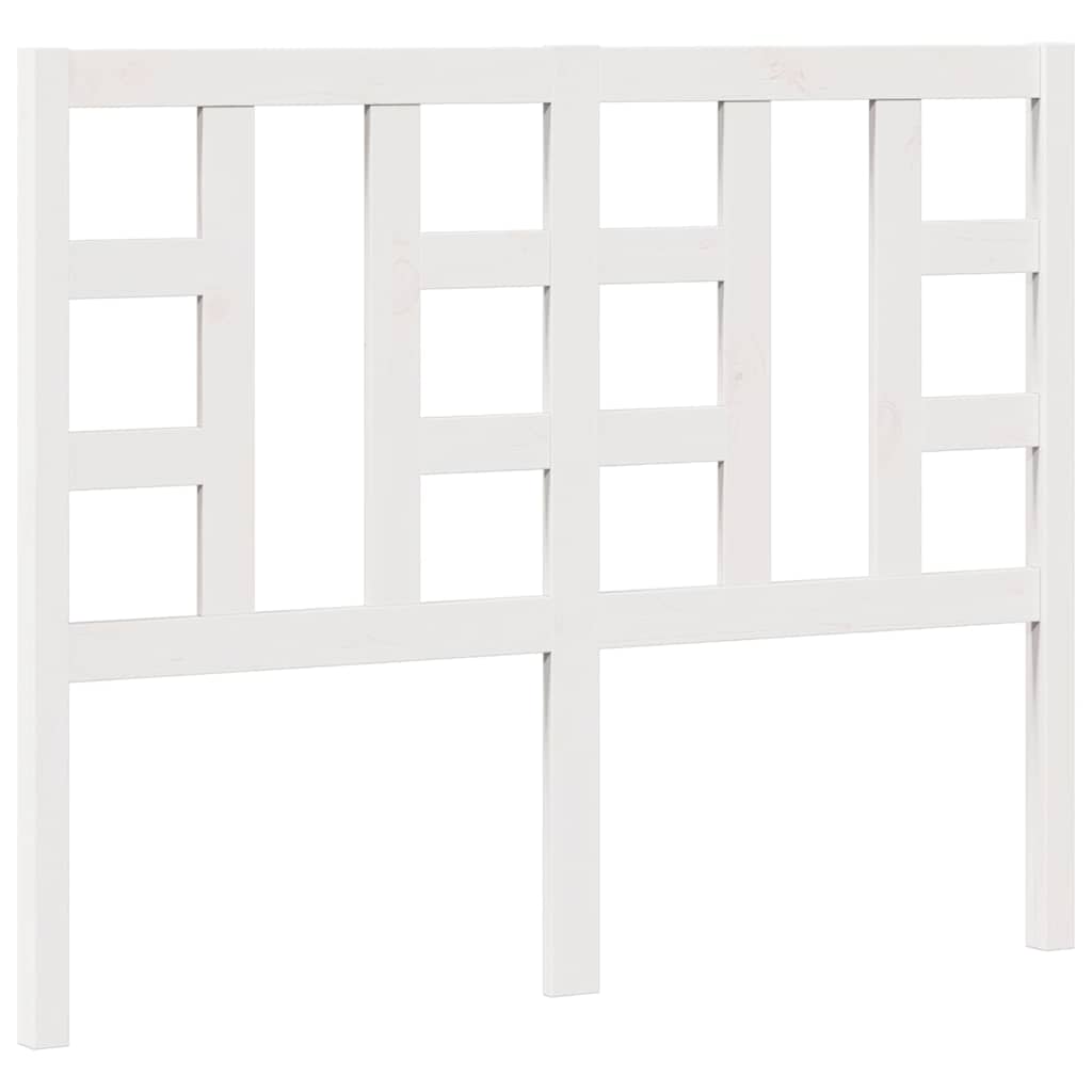 Testiera per Letto Bianca 126x4x100cm in Legno Massello di Pino