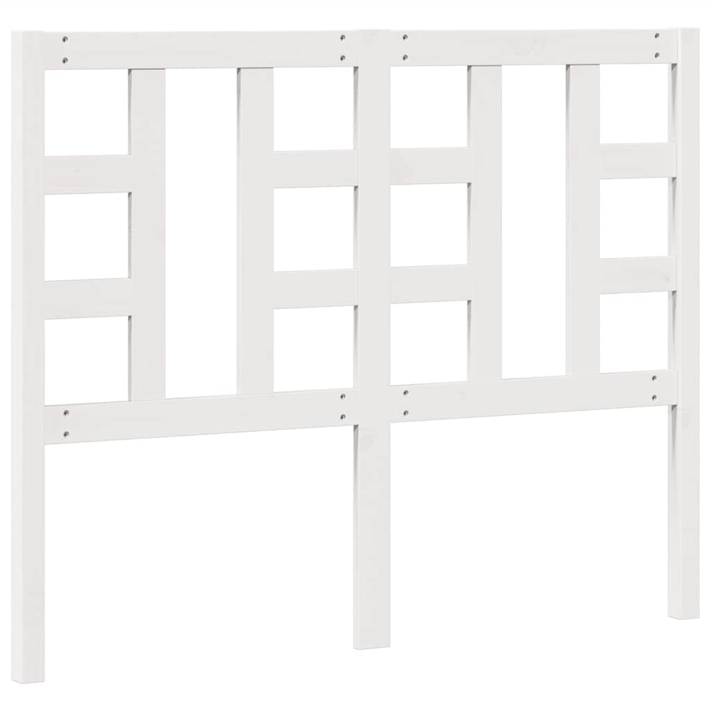 Testiera per Letto Bianca 126x4x100cm in Legno Massello di Pino