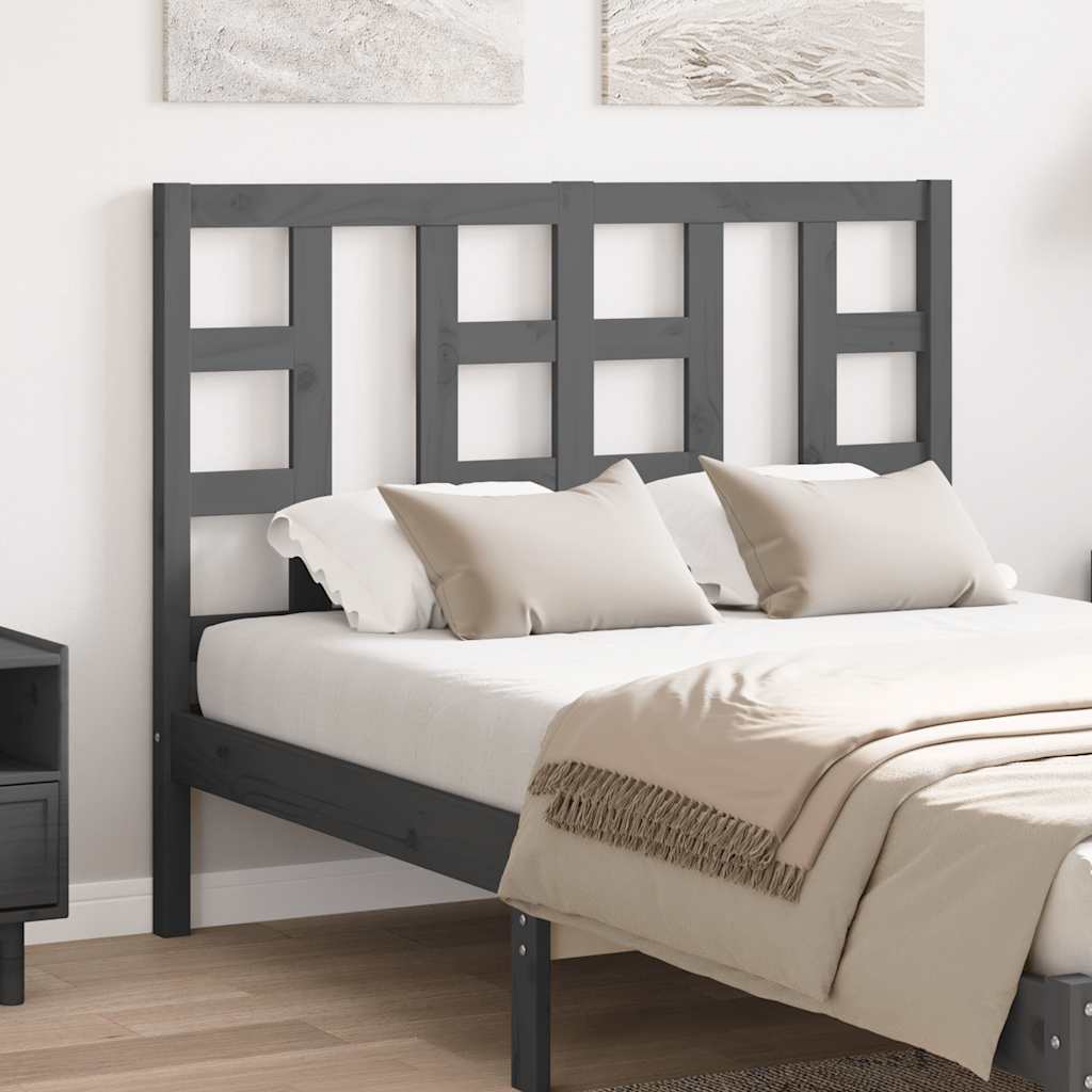 Testiera per Letto Grigia 126x4x100cm in Legno Massello di Pino