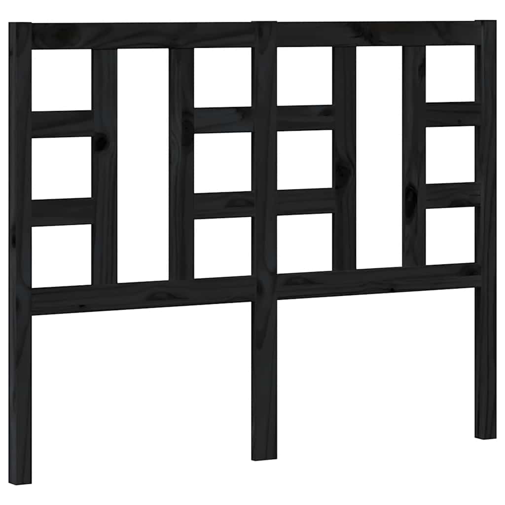 Testiera per Letto Nera 126x4x100 cm in Legno Massello di Pino | homemem39
