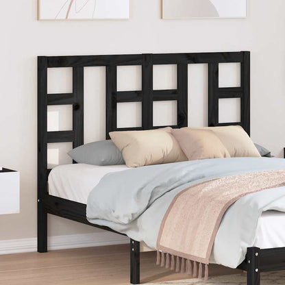 Testiera per Letto Nera 126x4x100 cm in Legno Massello di Pino | homemem39