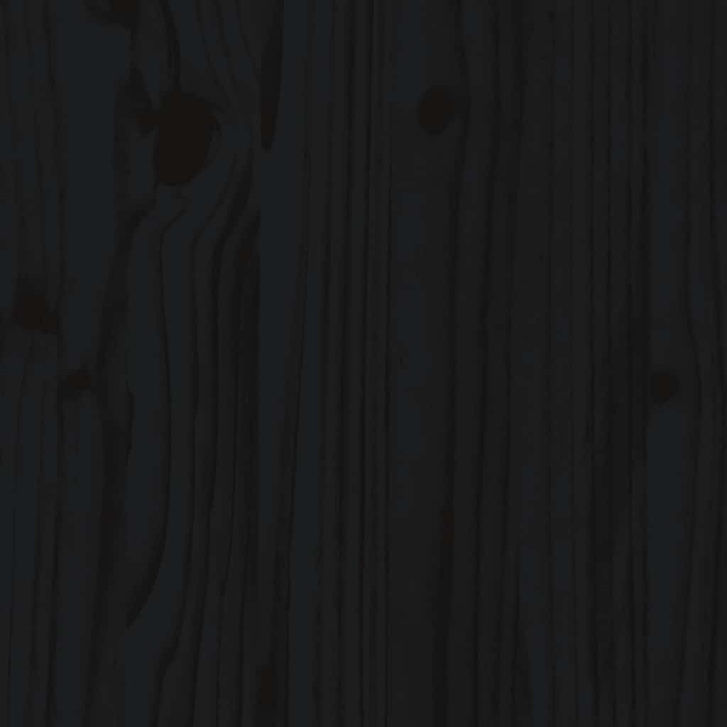 Schwarzes Bettkopfteil 126 x 4 x 100 cm aus massivem Kiefernholz