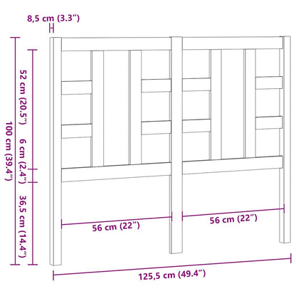 Schwarzes Bettkopfteil 126 x 4 x 100 cm aus massivem Kiefernholz