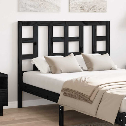 Testiera per Letto Nera 126x4x100 cm in Legno Massello di Pino