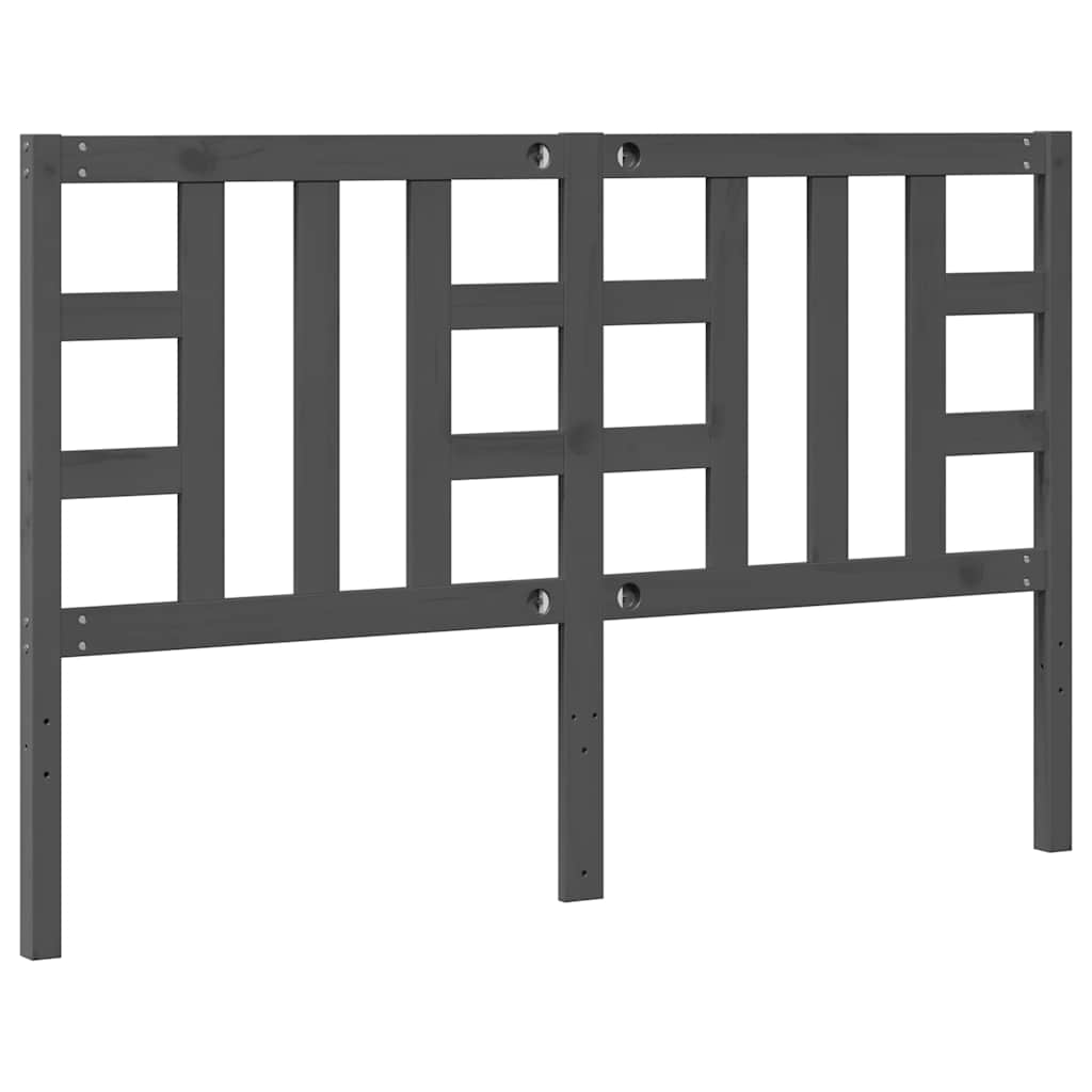 Testiera per Letto Grigia 146x4x100 cm Legno Massello di Pino