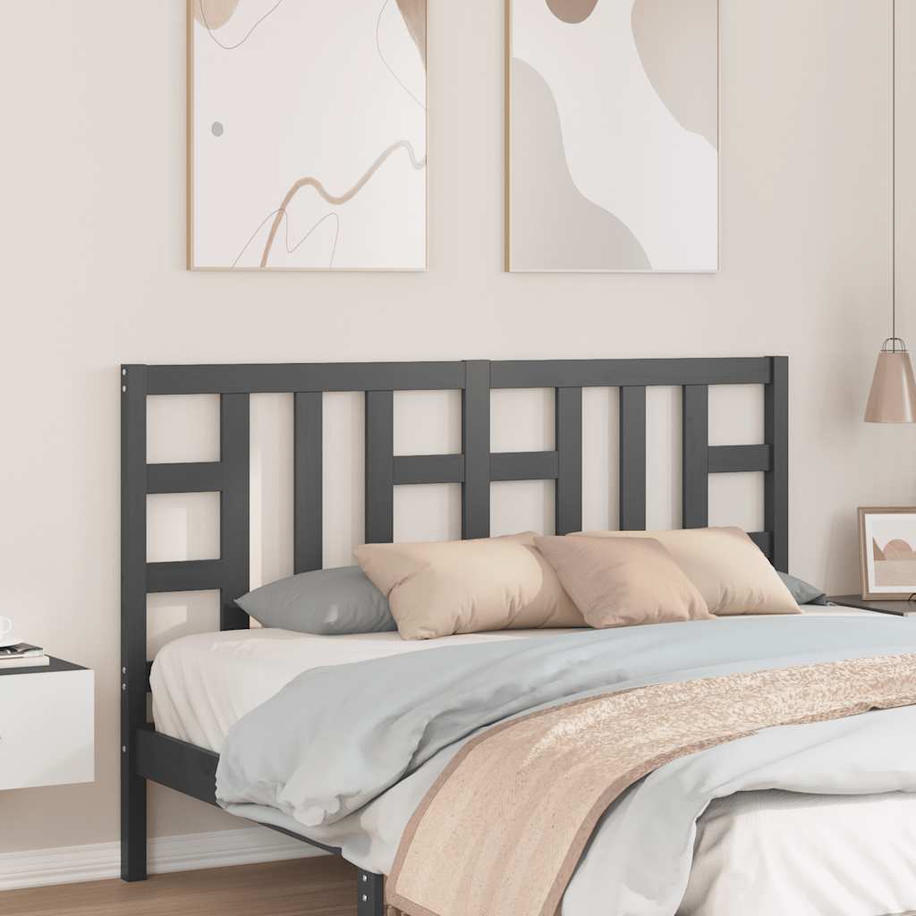Testiera per Letto Grigia 146x4x100 cm Legno Massello di Pino