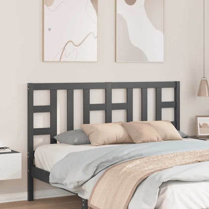 Testiera per Letto Grigia 146x4x100 cm Legno Massello di Pino