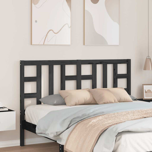 Testiera per Letto Nera 146x4x100 cm in Legno Massello di Pino