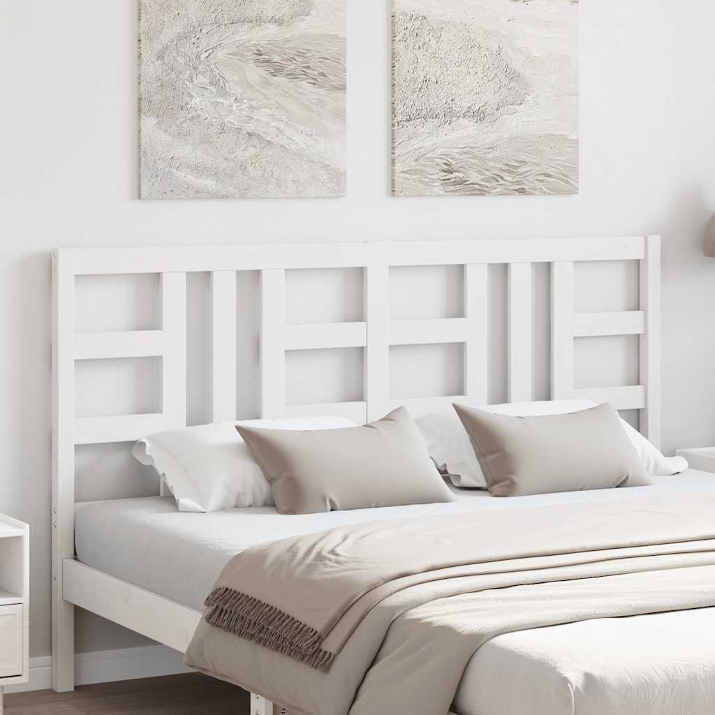 Testiera per Letto Bianca 156x4x100 cm Legno Massello di Pino