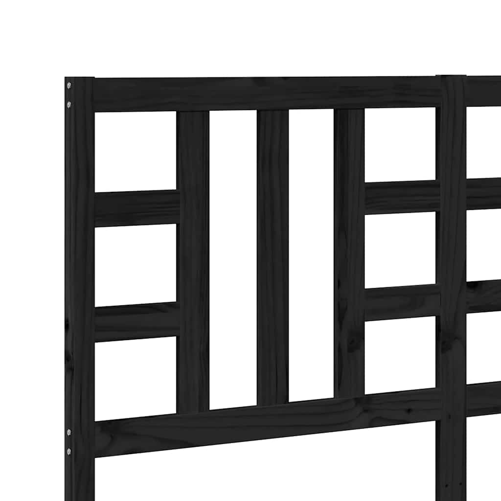 Testiera per Letto Nera 166x4x100 cm in Legno Massello di Pino