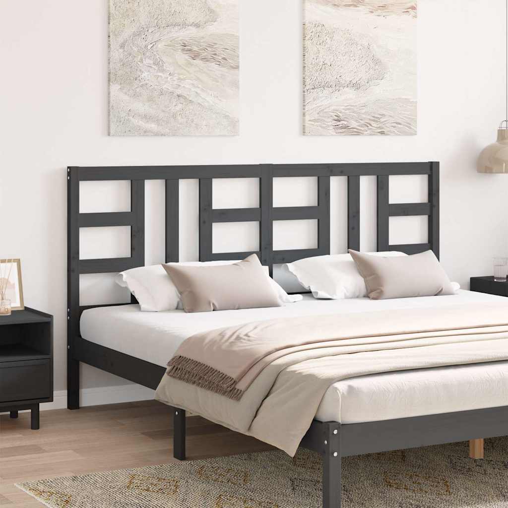 Testiera per Letto Grigia 186x4x100cm in Legno Massello di Pino | homemem39