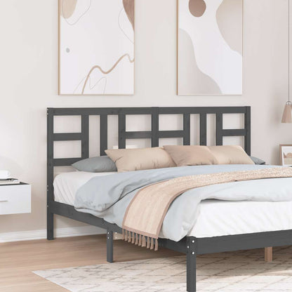 Testiera per Letto Grigia 186x4x100cm in Legno Massello di Pino