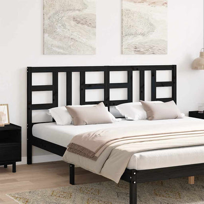 Testiera per Letto Nera 186x4x100 cm in Legno Massello di Pino