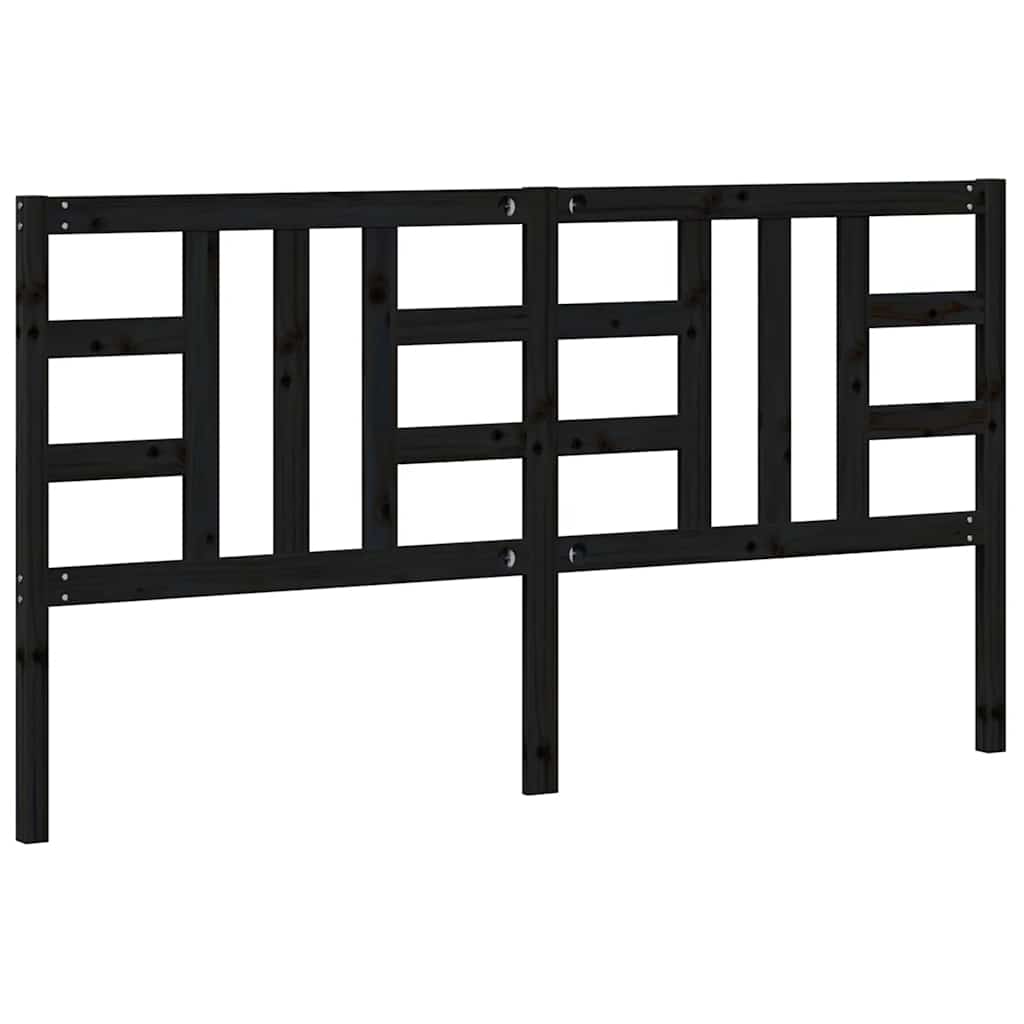 Testiera per Letto Nera 186x4x100 cm in Legno Massello di Pino