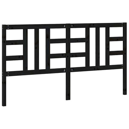 Testiera per Letto Nera 186x4x100 cm in Legno Massello di Pino