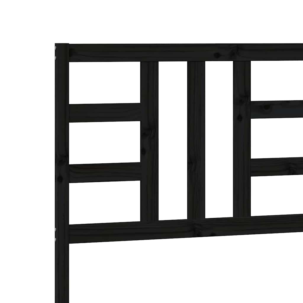 Testiera per Letto Nera 186x4x100 cm in Legno Massello di Pino