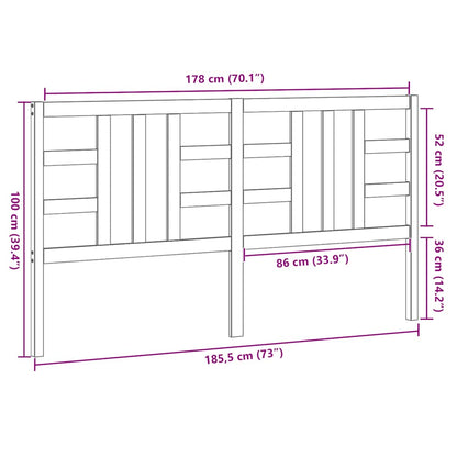 Testiera per Letto Nera 186x4x100 cm in Legno Massello di Pino