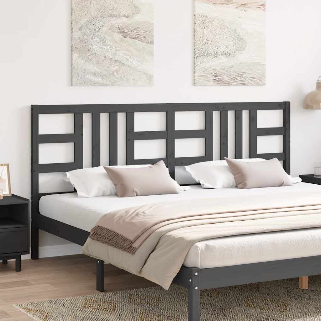 Testiera per Letto Grigia 206x4x100cm in Legno Massello di Pino
