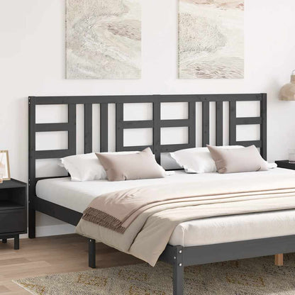 Testiera per Letto Grigia 206x4x100cm in Legno Massello di Pino