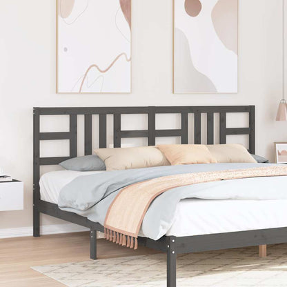 Testiera per Letto Grigia 206x4x100cm in Legno Massello di Pino