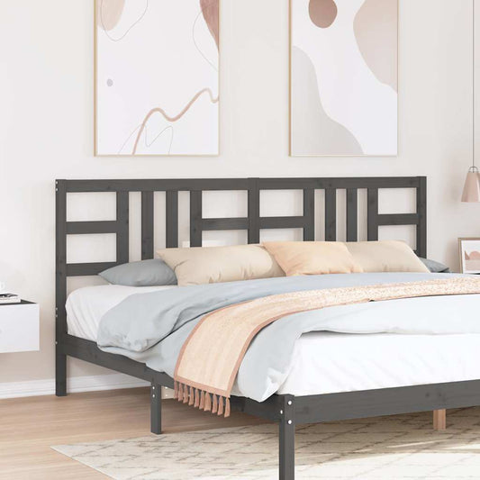 Testiera per Letto Grigia 206x4x100cm in Legno Massello di Pino