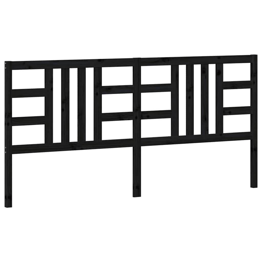 Testiera per Letto Nera 206x4x100 cm in Legno Massello di Pino