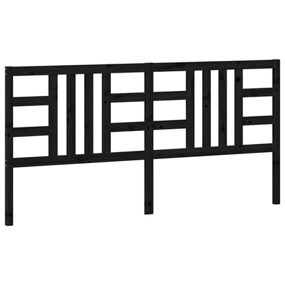 Testiera per Letto Nera 206x4x100 cm in Legno Massello di Pino