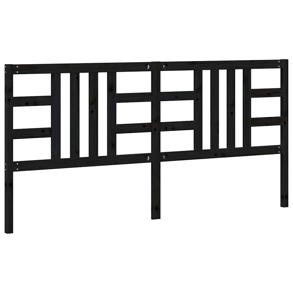 Testiera per Letto Nera 206x4x100 cm in Legno Massello di Pino