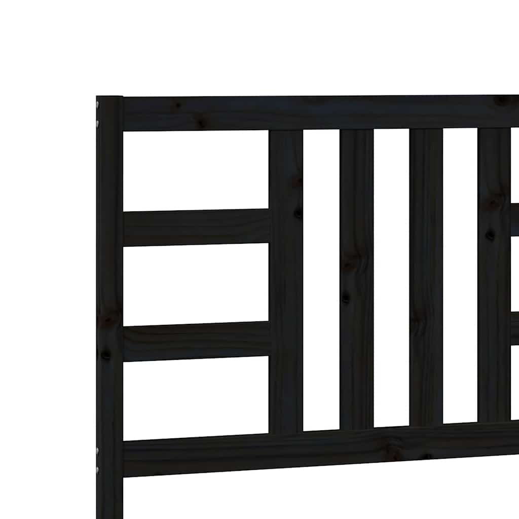 Schwarzes Bettkopfteil 206 x 4 x 100 cm aus massivem Kiefernholz