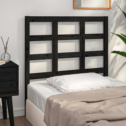 Testiera per Letto Nera 95,5x4x100 cm in Legno Massello di Pino
