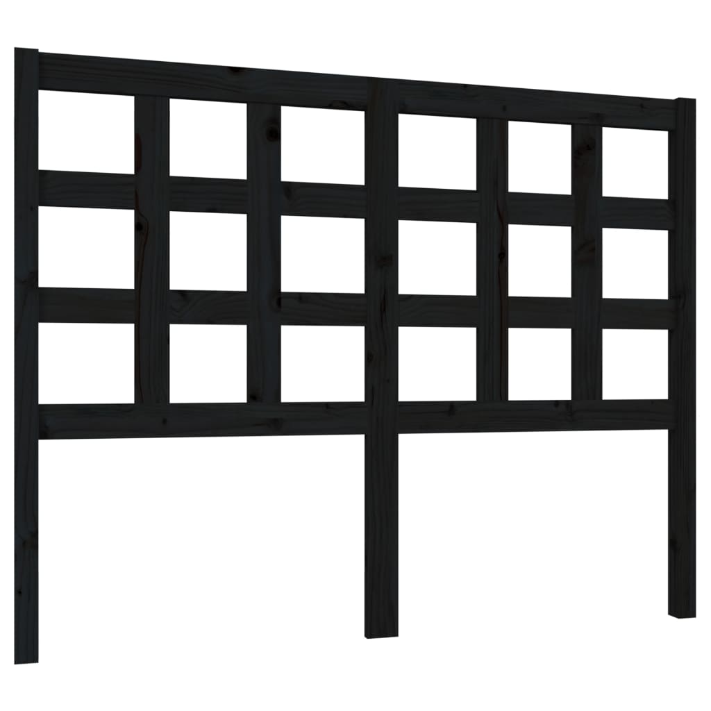 Testiera per Letto Nera 125,5x4x100cm in Legno Massello di Pino
