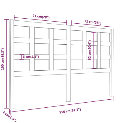 Testiera per Letto Ambra 156x4x100 cm in Legno Massello di Pino | homemem39