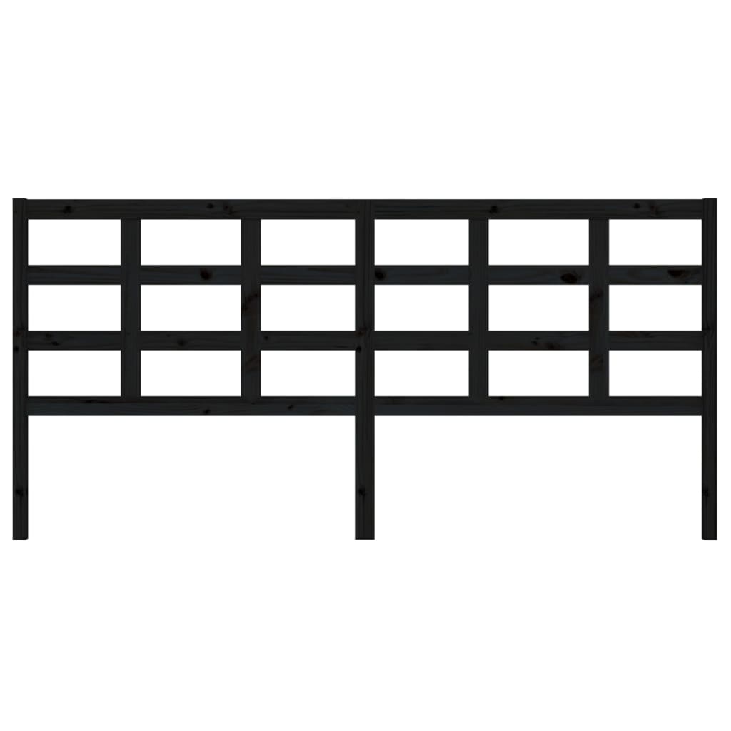 Testiera per Letto Nera 205,5x4x100cm in Legno Massello di Pino