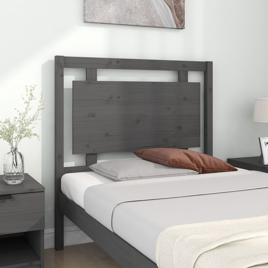 Testiera per Letto Grigia 95,5x4x100 cm Legno Massello di Pino - homemem39
