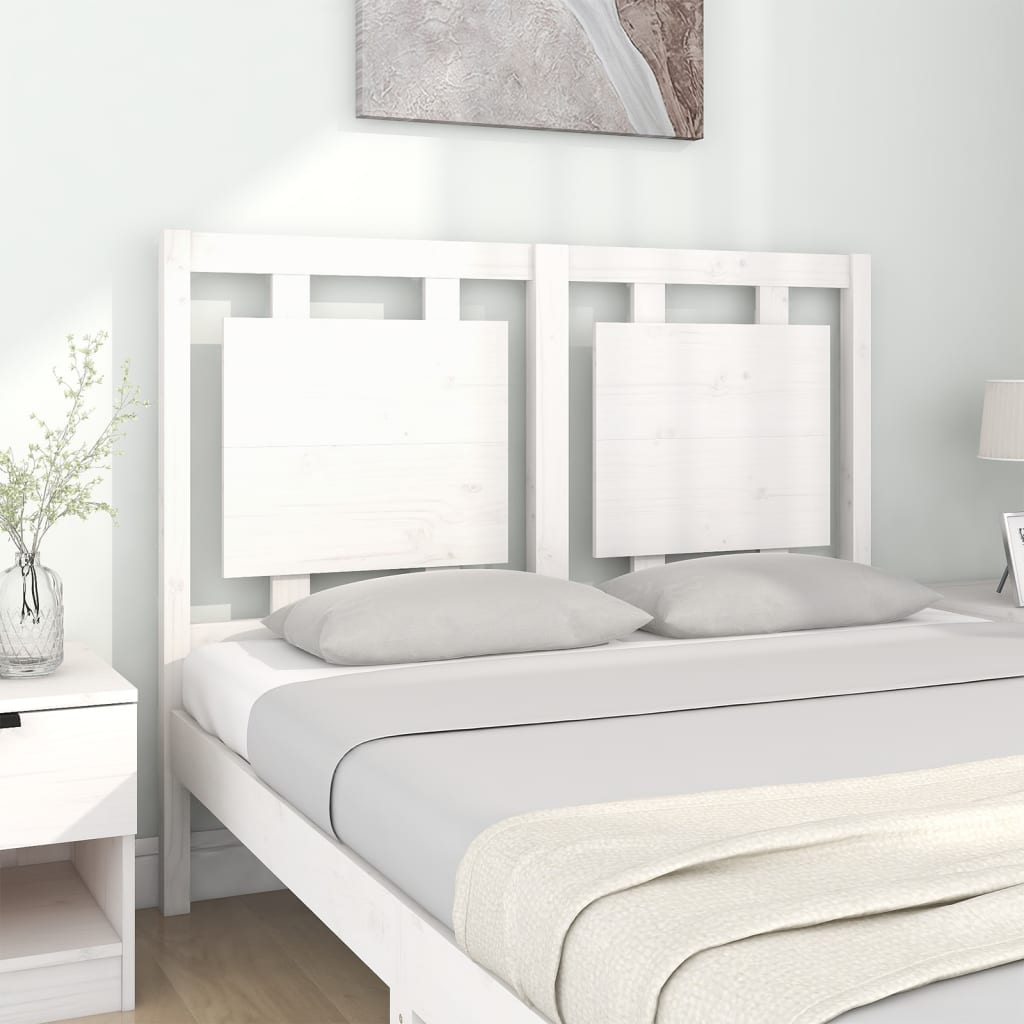 Testiera per Letto Bianca 125,5x4x100 cm Legno Massello di Pino | homemem39