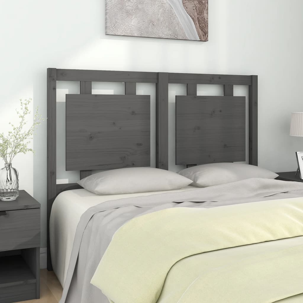 Testiera per Letto Grigia 125,5x4x100 cm Legno Massello di Pino - homemem39