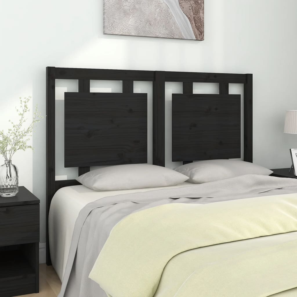 Testiera per Letto Nera 125,5x4x100cm in Legno Massello di Pino - homemem39