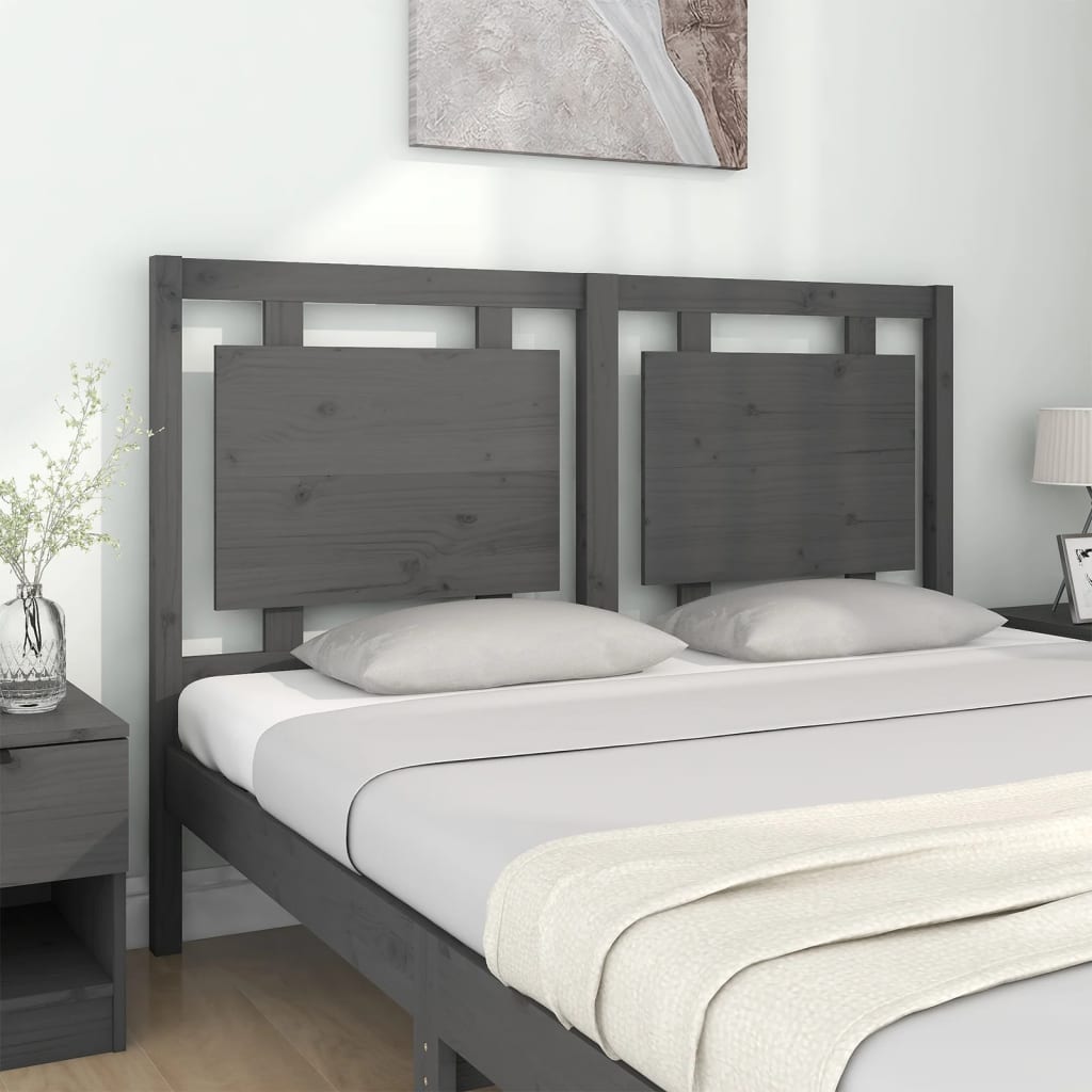 Testiera per Letto Grigia 145,5x4x100 cm Legno Massello di Pino - homemem39