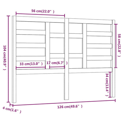 Testiera per Letto Grigia 126x4x104cm in Legno Massello di Pino - homemem39