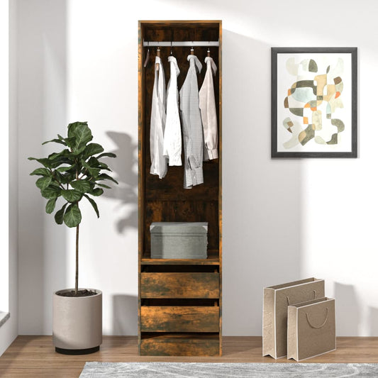 Wardrobe with drawers Smoked Oak 50x50x200 cm Plywood