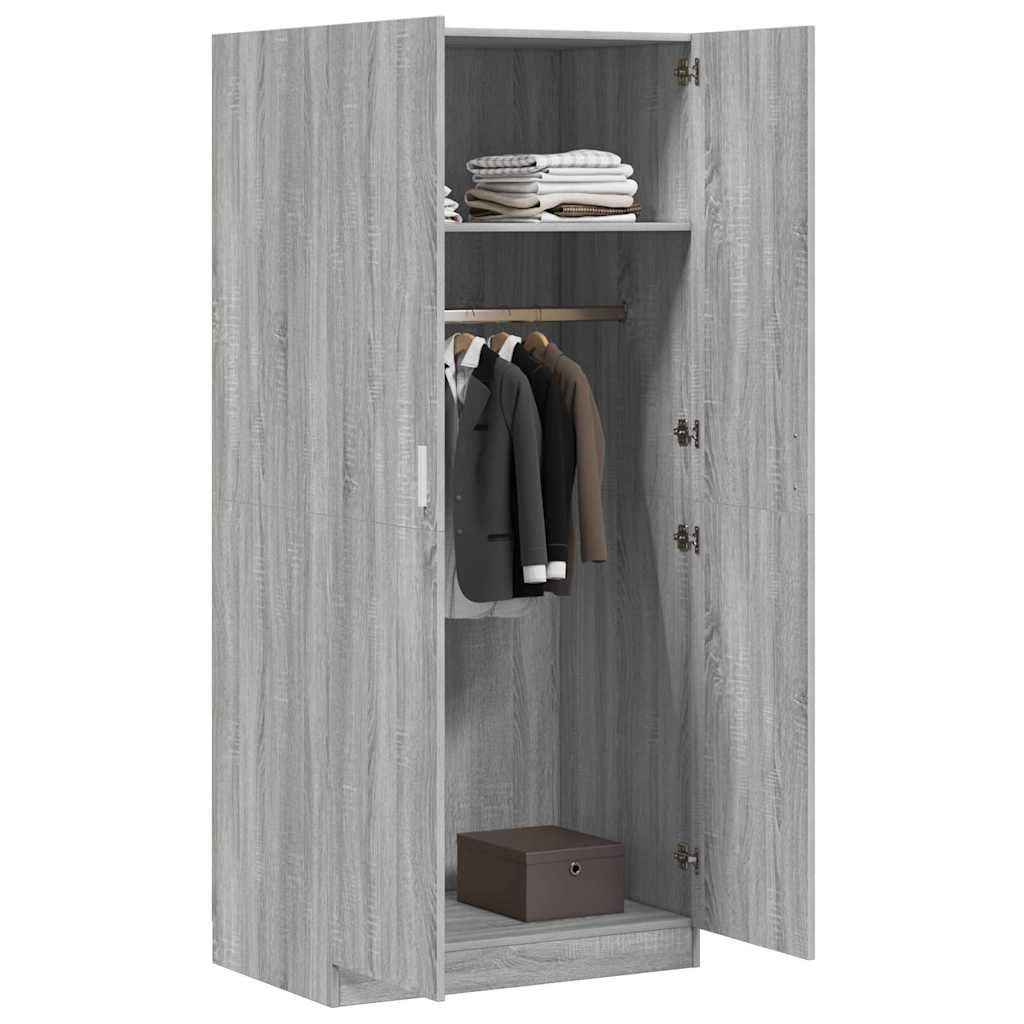 Armadio Grigio Sonoma 80x52x180 cm in Legno Multistrato
