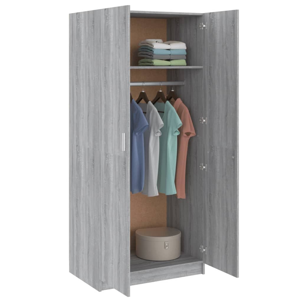Sonoma Gray Wardrobe 80x52x180 cm in Plywood