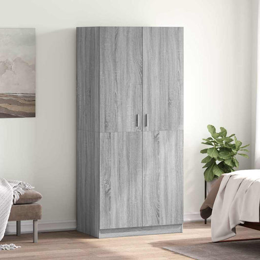 Armadio Grigio Sonoma 80x52x180 cm in Legno Multistrato