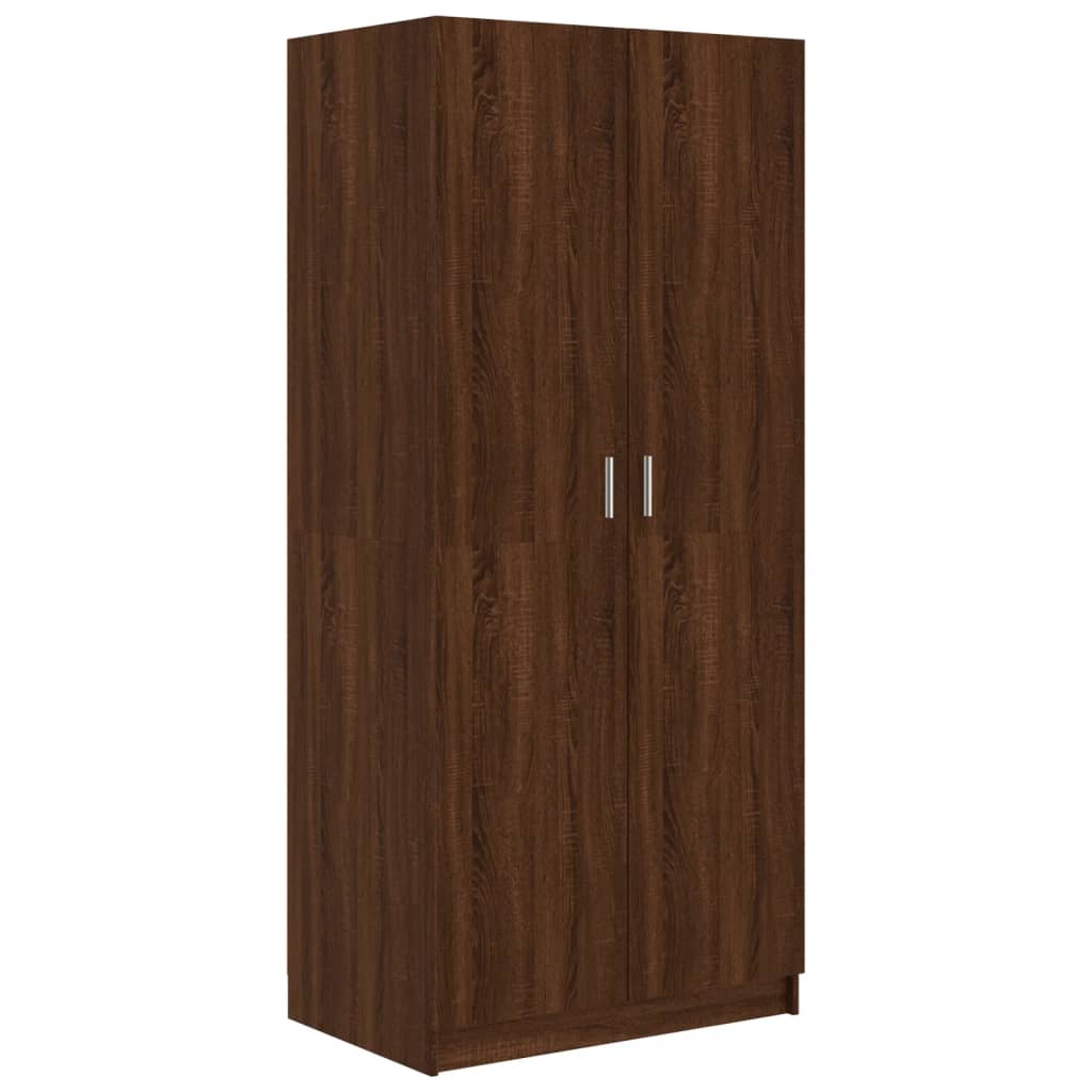 Brown Oak Wardrobe 80x52x180 cm in Multilayer Wood