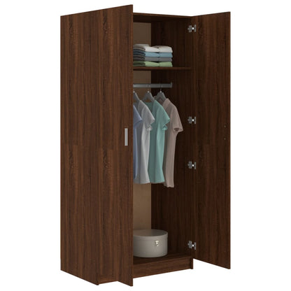 Brown Oak Wardrobe 80x52x180 cm in Multilayer Wood